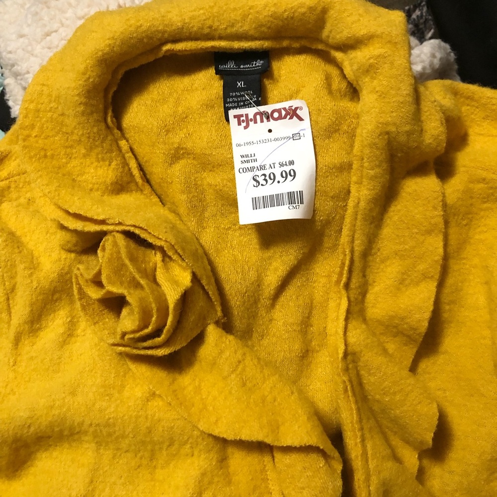 NWT Willi Smith mustard ruffle blazer/jacket size XL - Picture 2 of 3